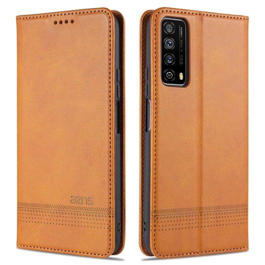 For Huawei  Y7a AZNS Magnetic Calf Texture Horizontal Flip Leather Case with Card Slots & Holder & Wallet(Light Brown) - Huawei Cases by AZNS | Online Shopping UK | buy2fix