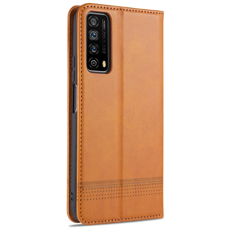 For Huawei  Y7a AZNS Magnetic Calf Texture Horizontal Flip Leather Case with Card Slots & Holder & Wallet(Light Brown) - Huawei Cases by AZNS | Online Shopping UK | buy2fix