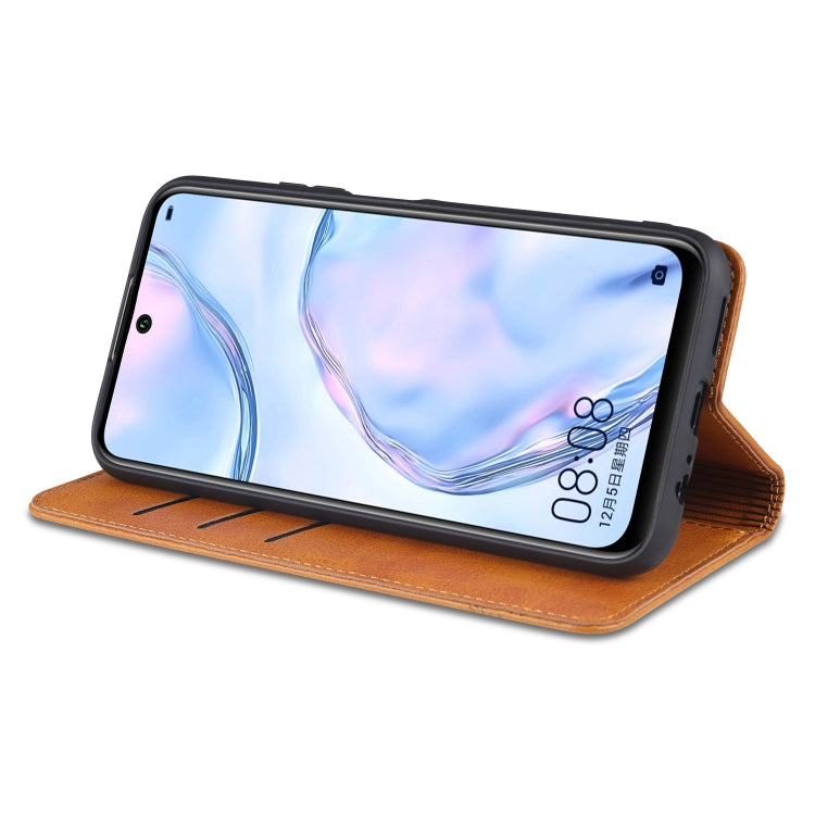 For Huawei  Y7a AZNS Magnetic Calf Texture Horizontal Flip Leather Case with Card Slots & Holder & Wallet(Light Brown) - Huawei Cases by AZNS | Online Shopping UK | buy2fix