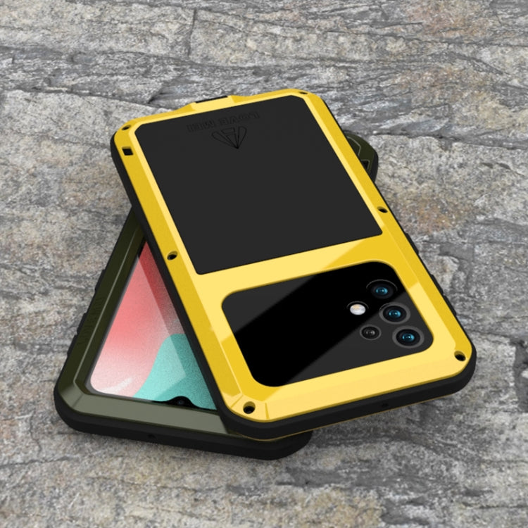 For Samsung Galaxy A32 5G LOVE MEI Metal Shockproof Waterproof Dustproof Protective Case with Glass(Yellow) by LOVE MEI
