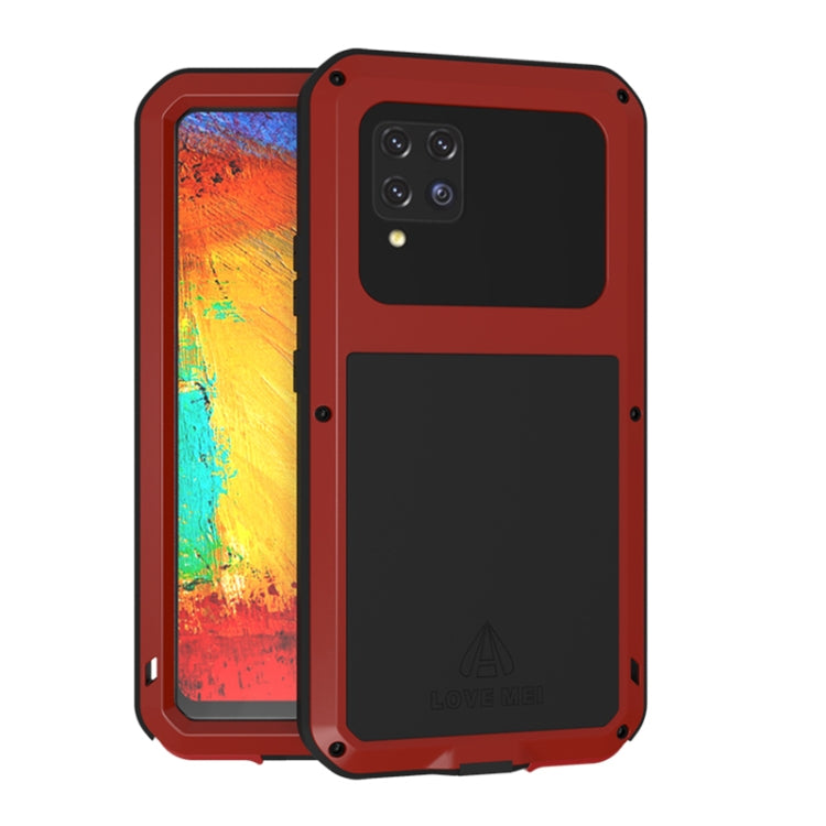 For Samsung Galaxy A42 LOVE MEI Metal Shockproof Waterproof Dustproof Protective Case with Glass(Red) by LOVE MEI
