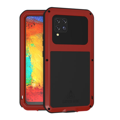 For Samsung Galaxy A42 LOVE MEI Metal Shockproof Waterproof Dustproof Protective Case with Glass(Red) by LOVE MEI
