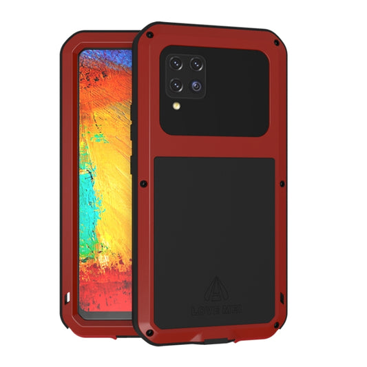 For Samsung Galaxy A42 LOVE MEI Metal Shockproof Waterproof Dustproof Protective Case with Glass(Red) by LOVE MEI