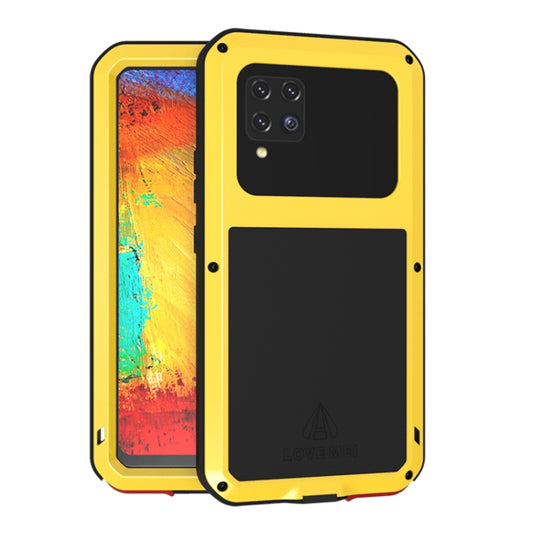 For Samsung Galaxy A42 LOVE MEI Metal Shockproof Waterproof Dustproof Protective Case with Glass(Yellow)