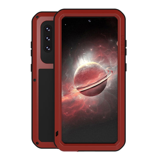 For Samsung Galaxy A72 5G / 4G LOVE MEI Metal Shockproof Waterproof Dustproof Protective Case with Glass(Red)