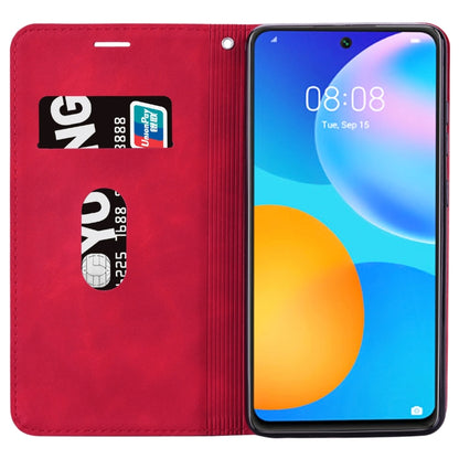 For Huawei P smart 2021 Frosted Business Magnetic Horizontal Flip PU Leather Case with Holder & Card Slot & Lanyard(Red) - Huawei Cases by AutSpace | Online Shopping UK | buy2fix