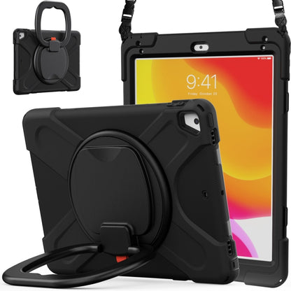 For iPad 9.7 inch (2018/2017) Silicone + PC Protective Case with Holder & Shoulder Strap(Black+Black) - iPad Pro 9.7 inch Cases by buy2fix | Online Shopping UK | buy2fix