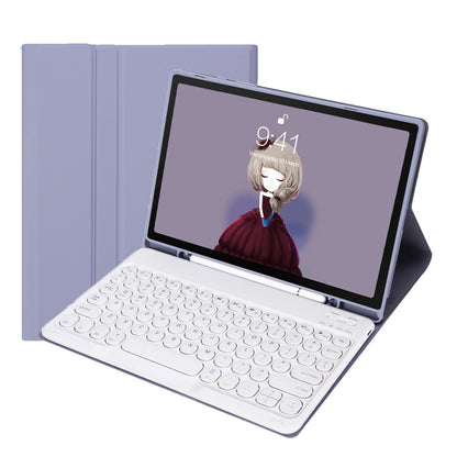 YT11B Detachable Candy Color Skin Feel Texture Round Keycap Bluetooth Keyboard Leather Case For iPad Air 4 2020 / Air 5 2022 / Pro 11 inch 2022 / 2021 / 2020 / 2018(Purple) by buy2fix