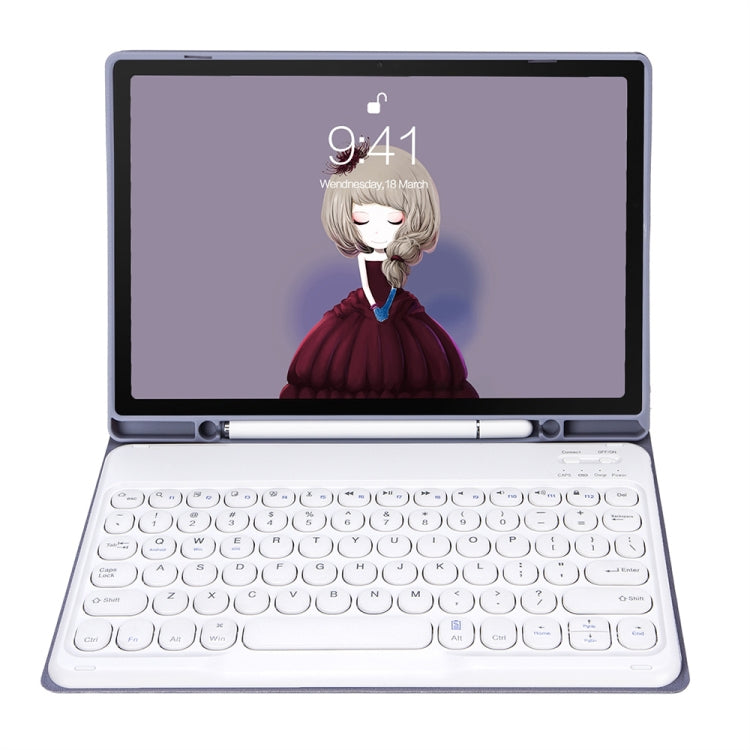 YT11B Detachable Candy Color Skin Feel Texture Round Keycap Bluetooth Keyboard Leather Case For iPad Air 4 2020 / Air 5 2022 / Pro 11 inch 2022 / 2021 / 2020 / 2018(Purple) by buy2fix