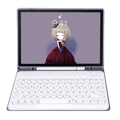 YT11B Detachable Candy Color Skin Feel Texture Round Keycap Bluetooth Keyboard Leather Case For iPad Air 4 2020 / Air 5 2022 / Pro 11 inch 2022 / 2021 / 2020 / 2018(Purple) by buy2fix