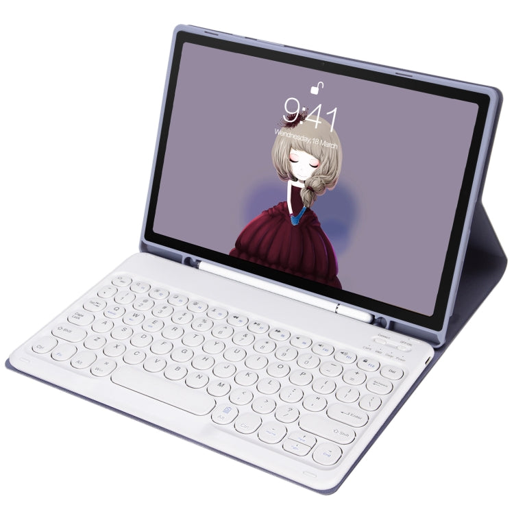 YT11B Detachable Candy Color Skin Feel Texture Round Keycap Bluetooth Keyboard Leather Case For iPad Air 4 2020 / Air 5 2022 / Pro 11 inch 2022 / 2021 / 2020 / 2018(Purple) by buy2fix