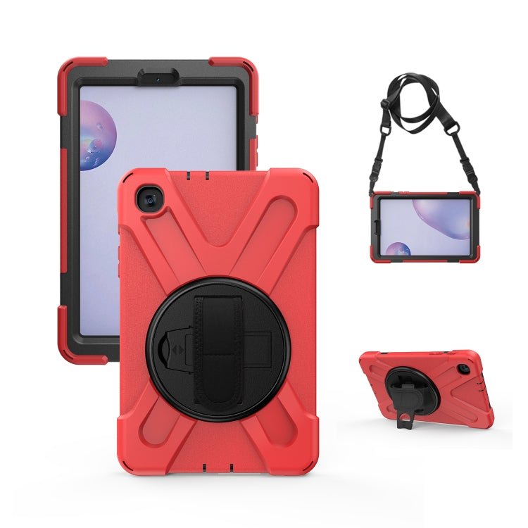 For Samsung Galaxy Tab A 8.4 2020 T307U Shockproof Colorful Silicone + PC Protective Case with Holder & Shoulder Strap & Hand Strap(Red) - Tab A 8.4 (2020) by buy2fix | Online Shopping UK | buy2fix