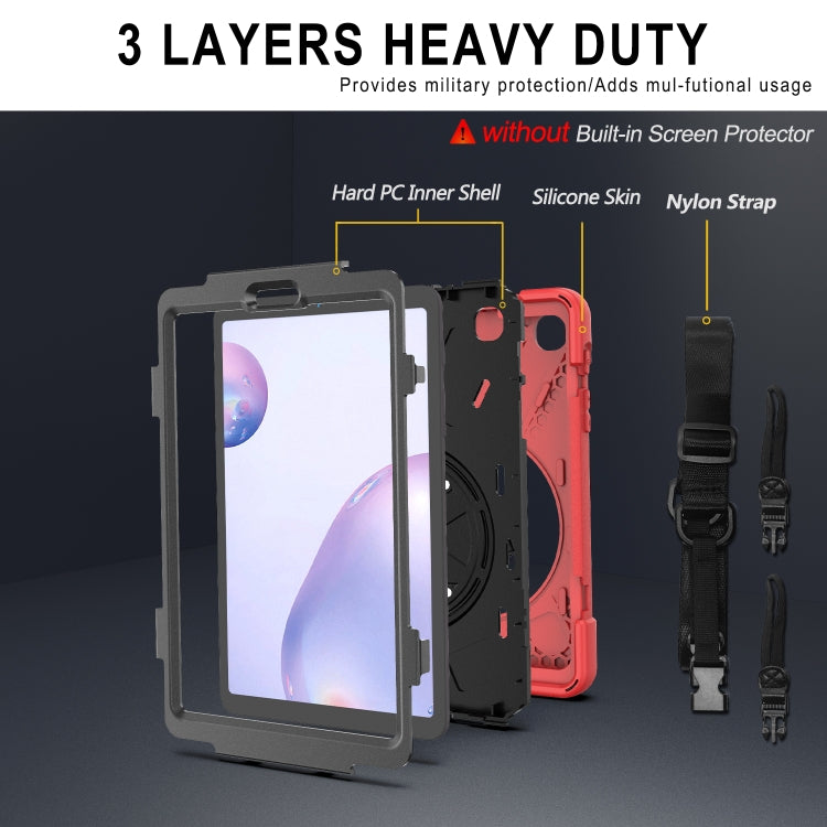 For Samsung Galaxy Tab A 8.4 2020 T307U Shockproof Colorful Silicone + PC Protective Case with Holder & Shoulder Strap & Hand Strap(Red) - Tab A 8.4 (2020) by buy2fix | Online Shopping UK | buy2fix