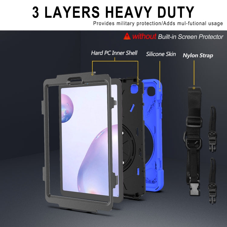 For Samsung Galaxy Tab A 8.4 2020 T307U Shockproof Colorful Silicone + PC Protective Case with Holder & Shoulder Strap & Hand Strap(Blue) - Tab A 8.4 (2020) by buy2fix | Online Shopping UK | buy2fix