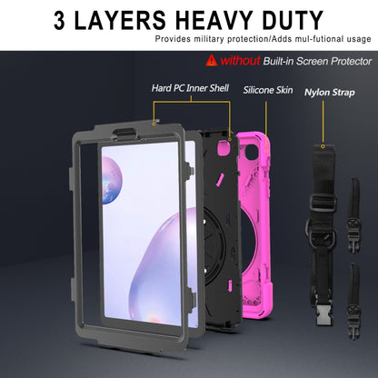 For Samsung Galaxy Tab A 8.4 2020 T307U Shockproof Colorful Silicone + PC Protective Case with Holder & Shoulder Strap & Hand Strap(Rose Red) - Tab A 8.4 (2020) by buy2fix | Online Shopping UK | buy2fix