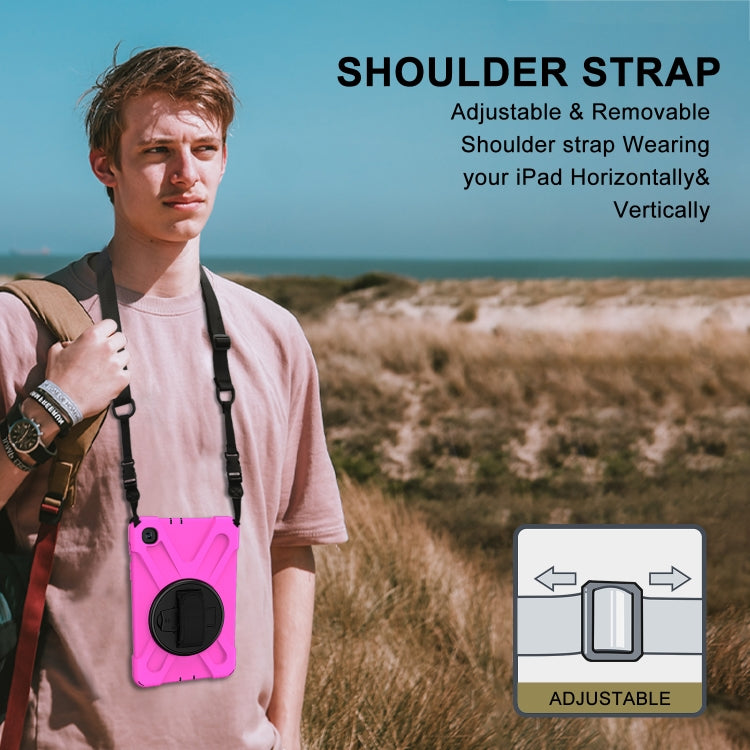 For Samsung Galaxy Tab A 8.4 2020 T307U Shockproof Colorful Silicone + PC Protective Case with Holder & Shoulder Strap & Hand Strap(Rose Red) - Tab A 8.4 (2020) by buy2fix | Online Shopping UK | buy2fix