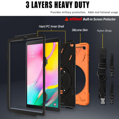 For Samsung Galaxy Tab A 10.1 (2019) T515 / T510 Shockproof Colorful Silicone + PC Protective Case with Holder & Shoulder Strap & Hand Strap(Orange) - Tab A 10.1 (2019) T510 / T515 by buy2fix | Online Shopping UK | buy2fix