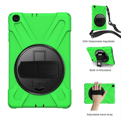 For Samsung Galaxy Tab A 10.1 (2019) T515 / T510 Shockproof Colorful Silicone + PC Protective Case with Holder & Shoulder Strap & Hand Strap(Green) - Tab A 10.1 (2019) T510 / T515 by buy2fix | Online Shopping UK | buy2fix