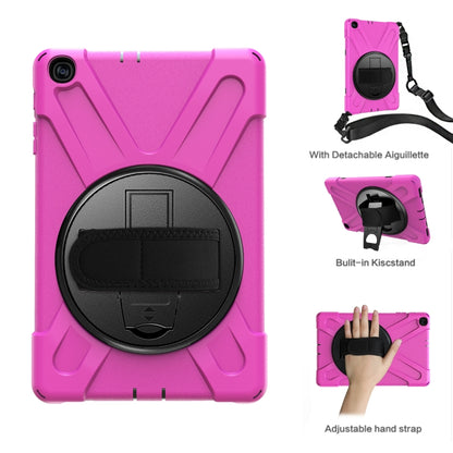 For Samsung Galaxy Tab A 10.1 (2019) T515 / T510 Shockproof Colorful Silicone + PC Protective Case with Holder & Shoulder Strap & Hand Strap(Rose Red) - Tab A 10.1 (2019) T510 / T515 by buy2fix | Online Shopping UK | buy2fix
