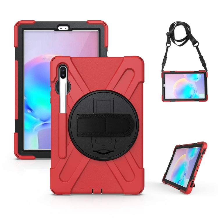 For Samsung Galaxy Tab S6 10.5 inch T860 / T865 Shockproof Colorful Silicone + PC Protective Case with Holder & Shoulder Strap & Hand Strap & Pen Slot(Red) - Tab S6 10.5 T860 / T865 by buy2fix | Online Shopping UK | buy2fix