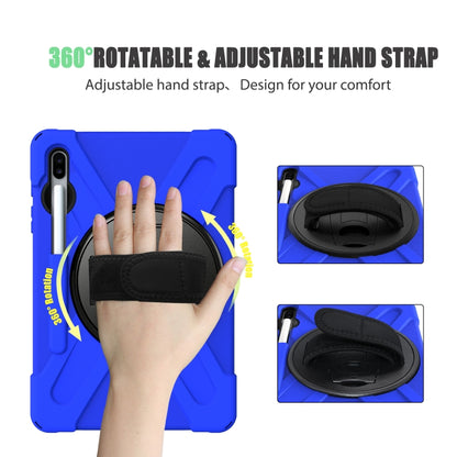 For Samsung Galaxy Tab S6 10.5 inch T860 / T865 Shockproof Colorful Silicone + PC Protective Case with Holder & Shoulder Strap & Hand Strap & Pen Slot(Blue) - Tab S6 10.5 T860 / T865 by buy2fix | Online Shopping UK | buy2fix