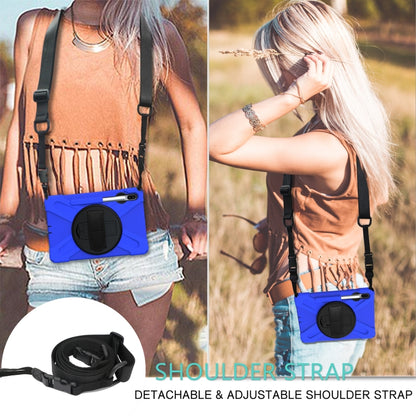 For Samsung Galaxy Tab S6 10.5 inch T860 / T865 Shockproof Colorful Silicone + PC Protective Case with Holder & Shoulder Strap & Hand Strap & Pen Slot(Blue) - Tab S6 10.5 T860 / T865 by buy2fix | Online Shopping UK | buy2fix