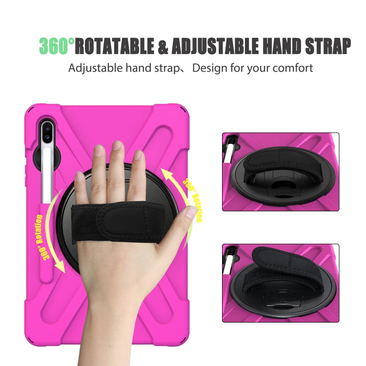 For Samsung Galaxy Tab S6 10.5 inch T860 / T865 Shockproof Colorful Silicone + PC Protective Case with Holder & Shoulder Strap & Hand Strap & Pen Slot(Rose Red) - Tab S6 10.5 T860 / T865 by buy2fix | Online Shopping UK | buy2fix