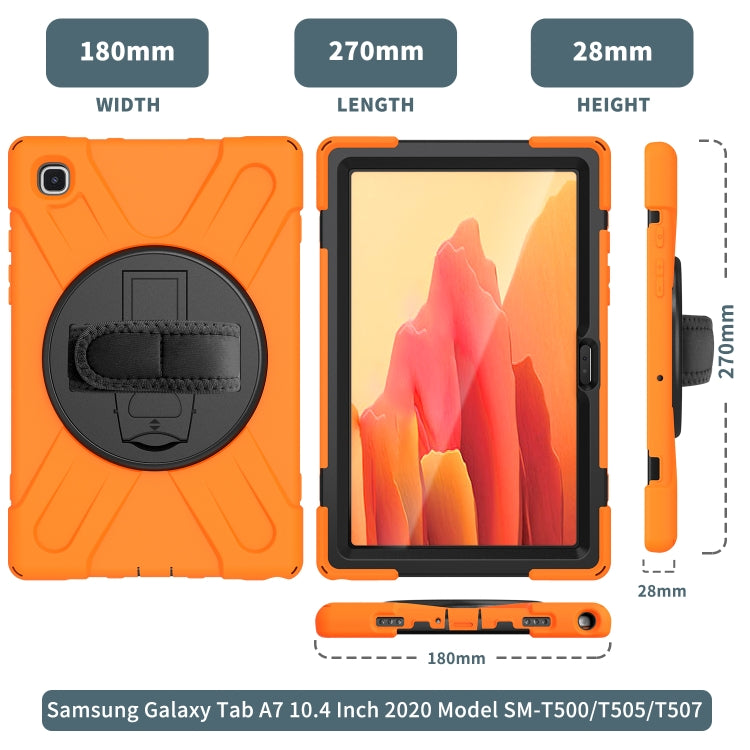 For Samsung Galaxy Tab A7 10.4 2020 T500 / T505 Shockproof Colorful Silicone + PC Protective Case with Holder & Shoulder Strap & Hand Strap & Screen Protector(Orange) - Other Galaxy Tab PC by buy2fix | Online Shopping UK | buy2fix