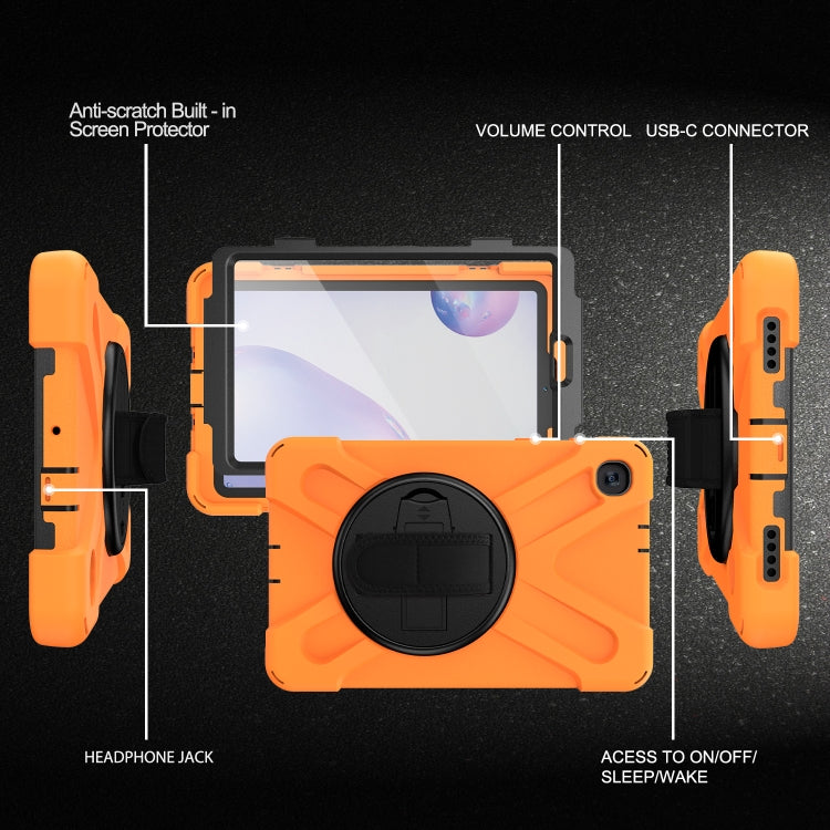 For Samsung Galaxy Tab A 8.4 2020 T307U Shockproof Colorful Silicone + PC Protective Case with Holder & Shoulder Strap & Hand Strap & Screen Protector(Orange) - Tab A 8.4 (2020) by buy2fix | Online Shopping UK | buy2fix