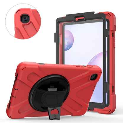 For Samsung Galaxy Tab A 8.4 2020 T307U Shockproof Colorful Silicone + PC Protective Case with Holder & Shoulder Strap & Hand Strap & Screen Protector(Red) - Tab A 8.4 (2020) by buy2fix | Online Shopping UK | buy2fix