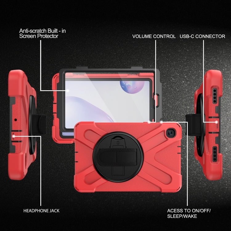 For Samsung Galaxy Tab A 8.4 2020 T307U Shockproof Colorful Silicone + PC Protective Case with Holder & Shoulder Strap & Hand Strap & Screen Protector(Red) - Tab A 8.4 (2020) by buy2fix | Online Shopping UK | buy2fix