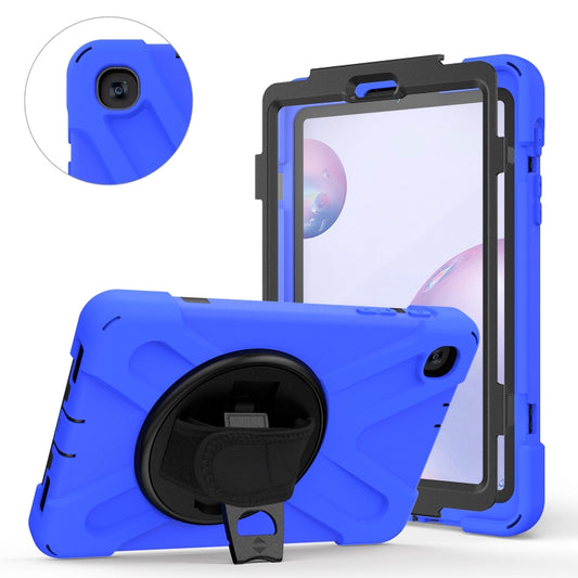 For Samsung Galaxy Tab A 8.4 2020 T307U Shockproof Colorful Silicone + PC Protective Case with Holder & Shoulder Strap & Hand Strap & Screen Protector(Blue) - Tab A 8.4 (2020) by buy2fix | Online Shopping UK | buy2fix