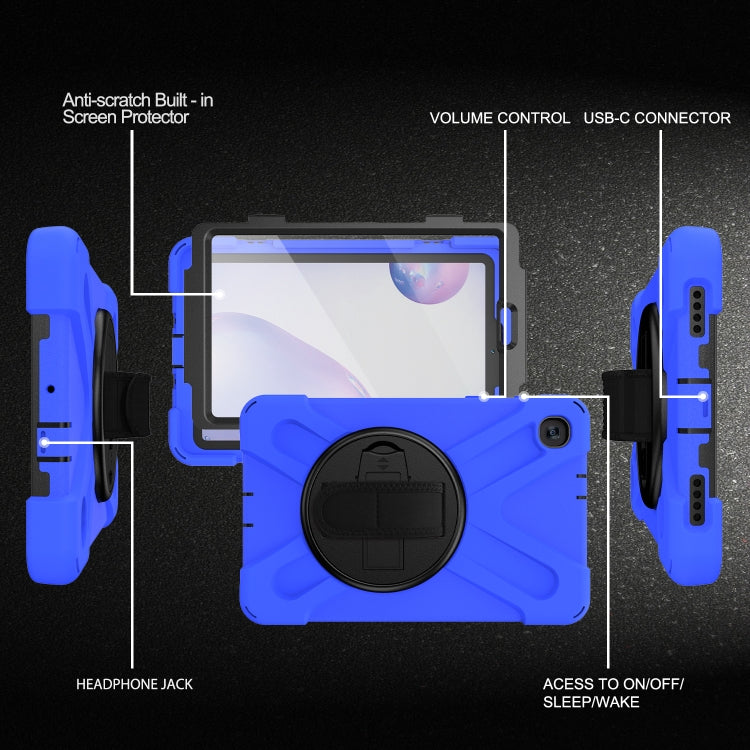 For Samsung Galaxy Tab A 8.4 2020 T307U Shockproof Colorful Silicone + PC Protective Case with Holder & Shoulder Strap & Hand Strap & Screen Protector(Blue) - Tab A 8.4 (2020) by buy2fix | Online Shopping UK | buy2fix
