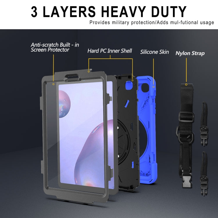 For Samsung Galaxy Tab A 8.4 2020 T307U Shockproof Colorful Silicone + PC Protective Case with Holder & Shoulder Strap & Hand Strap & Screen Protector(Blue) - Tab A 8.4 (2020) by buy2fix | Online Shopping UK | buy2fix