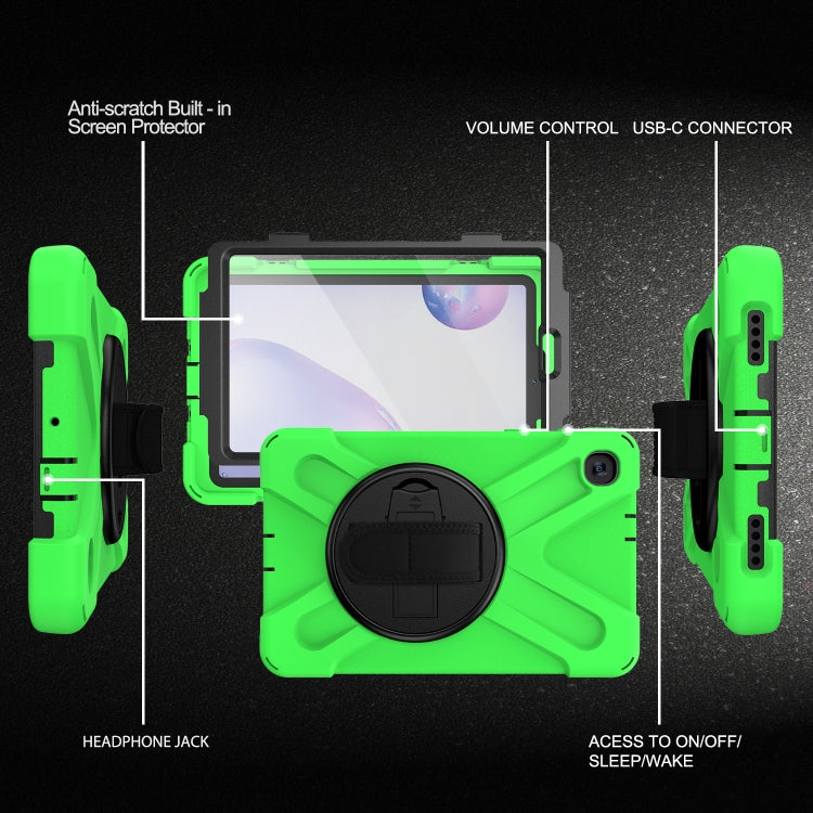 For Samsung Galaxy Tab A 8.4 2020 T307U Shockproof Colorful Silicone + PC Protective Case with Holder & Shoulder Strap & Hand Strap & Screen Protector(Green) - Tab A 8.4 (2020) by buy2fix | Online Shopping UK | buy2fix