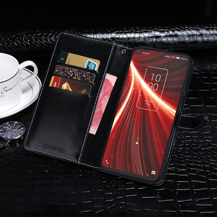 For TCL 10 5G UW idewei Crocodile Texture Horizontal Flip Leather Case with Holder & Card Slots & Wallet(Black) - TCL by idewei | Online Shopping UK | buy2fix