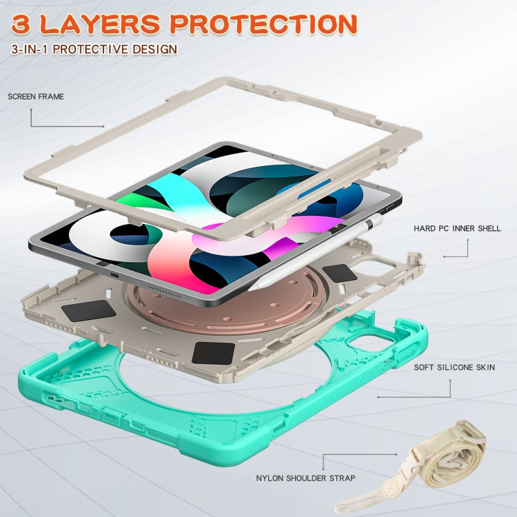 Silicone + PC Protective Case with Holder & Shoulder Strap For iPad Air 2022 / 2020 10.9(Mint Green) - iPad Air (2022) / (2020) 10.9 Cases by buy2fix | Online Shopping UK | buy2fix