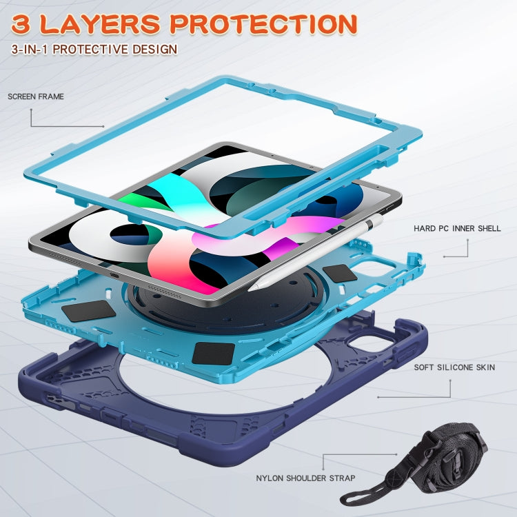 Silicone + PC Protective Case with Holder & Shoulder Strap For iPad Air 2022 / 2020 10.9(Navy Blue) - iPad Air (2022) / (2020) 10.9 Cases by buy2fix | Online Shopping UK | buy2fix