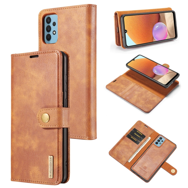 For Samsung Galaxy A32 4G DG.MING Crazy Horse Texture Flip Detachable Magnetic Leather Case with Holder & Card Slots & Wallet(Brown) - Galaxy Phone Cases by DG.MING | Online Shopping UK | buy2fix