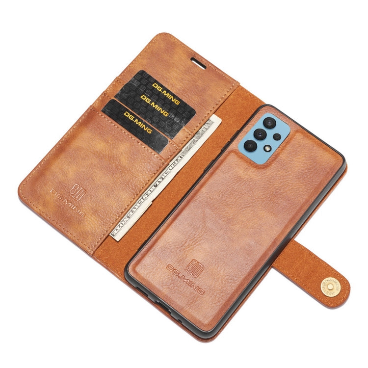For Samsung Galaxy A32 4G DG.MING Crazy Horse Texture Flip Detachable Magnetic Leather Case with Holder & Card Slots & Wallet(Brown) - Galaxy Phone Cases by DG.MING | Online Shopping UK | buy2fix