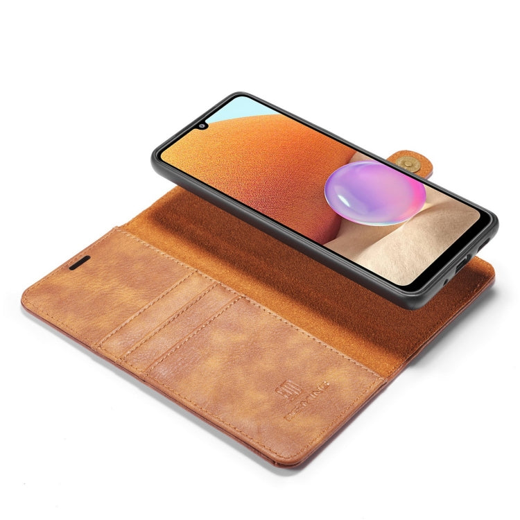 For Samsung Galaxy A32 4G DG.MING Crazy Horse Texture Flip Detachable Magnetic Leather Case with Holder & Card Slots & Wallet(Brown) - Galaxy Phone Cases by DG.MING | Online Shopping UK | buy2fix