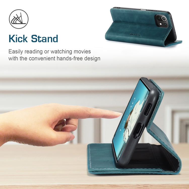 For Xiaomi Mi 11 Lite CaseMe 013 Multifunctional Horizontal Flip Leather Case, with Card Slot & Holder & Wallet(Blue) by CaseMe