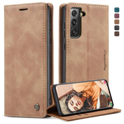 For Samsung Galaxy S21 FE CaseMe 013 Multifunctional Horizontal Flip Leather Case, with Card Slot & Holder & Wallet(Brown) by CaseMe