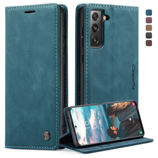 For Samsung Galaxy S21 FE CaseMe 013 Multifunctional Horizontal Flip Leather Case, with Card Slot & Holder & Wallet(Blue) by CaseMe