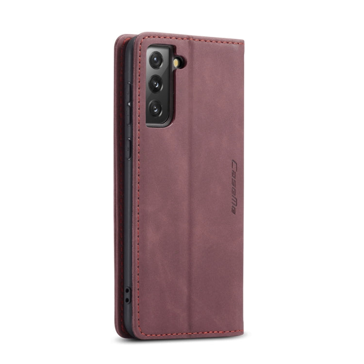 For Samsung Galaxy S21 FE CaseMe 013 Multifunctional Horizontal Flip Leather Case, with Card Slot & Holder & Wallet(Wine Red) by CaseMe