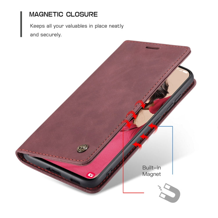 For Samsung Galaxy S21 FE CaseMe 013 Multifunctional Horizontal Flip Leather Case, with Card Slot & Holder & Wallet(Wine Red) by CaseMe