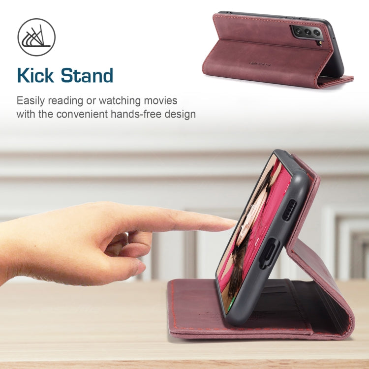 For Samsung Galaxy S21 FE CaseMe 013 Multifunctional Horizontal Flip Leather Case, with Card Slot & Holder & Wallet(Wine Red) by CaseMe
