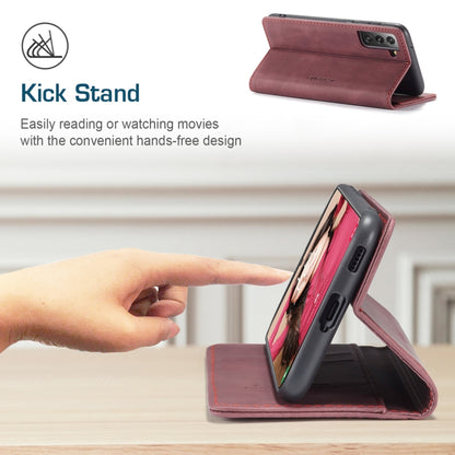 For Samsung Galaxy S21 FE CaseMe 013 Multifunctional Horizontal Flip Leather Case, with Card Slot & Holder & Wallet(Wine Red) by CaseMe