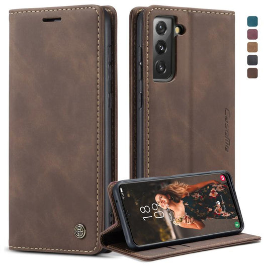 For Samsung Galaxy S21 FE CaseMe 013 Multifunctional Horizontal Flip Leather Case, with Card Slot & Holder & Wallet(Coffee) by CaseMe