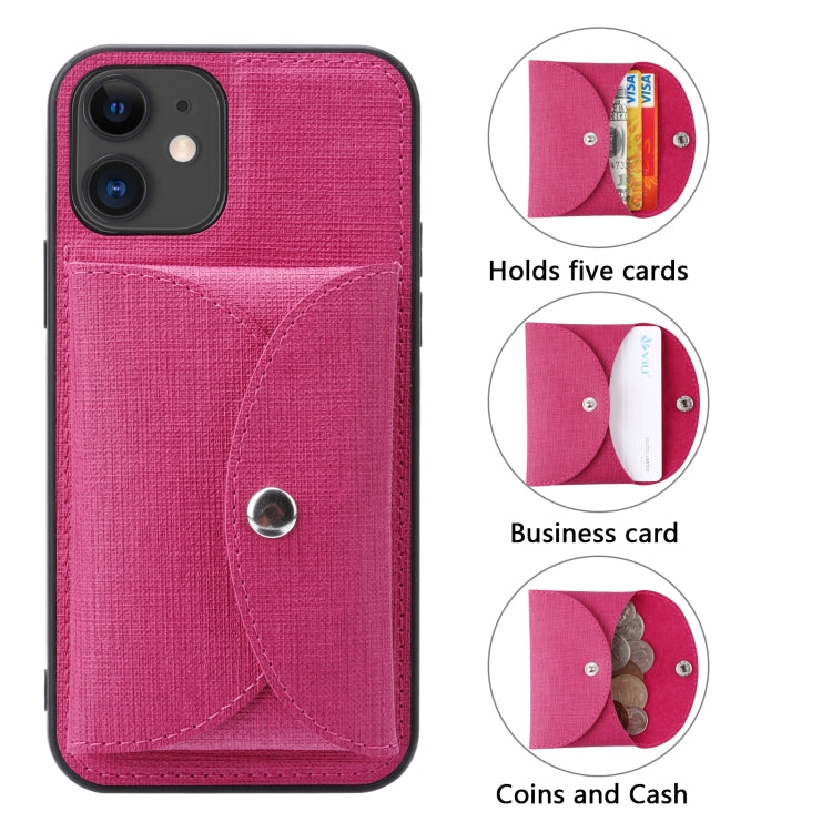 For iPhone 12 Pro ViLi T Series TPU + PU Woven Fabric Magnetic Protective Case with Wallet(Rose Red) - iPhone 12 / 12 Pro Cases by ViLi | Online Shopping UK | buy2fix